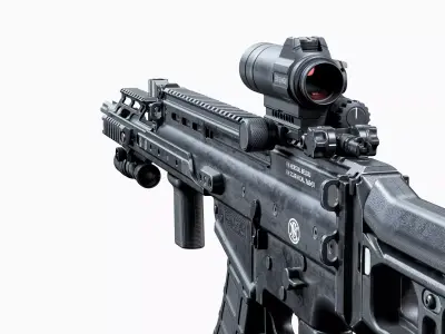 Modular tactical MK17 MOD0 FN SCAR-H Low-poly 3D model