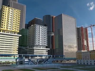 Cityscape00 city with buildings and trees 3D model