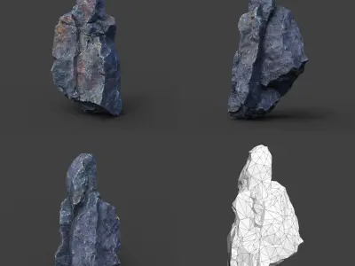 Low poly Ultra HD Sharp Cliff Modular Rock 220405 Low-poly 3D model