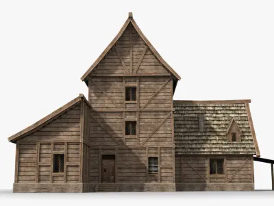 Medieval house x19 Low-poly 3D model