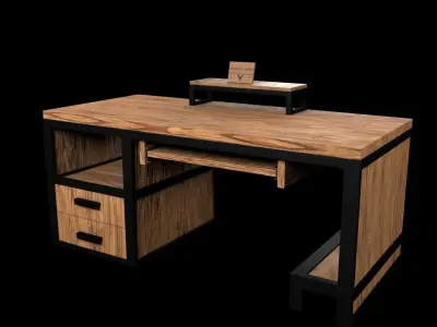computer desk model Free low-poly 3D model