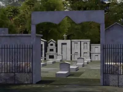Xcalacoop Colorful Cemetery Yucatan Low-poly 3D model