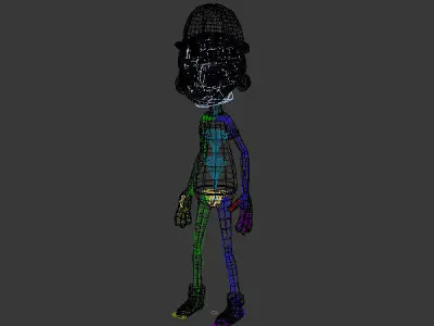 Worker Cartoon  Rigged 02 3D model