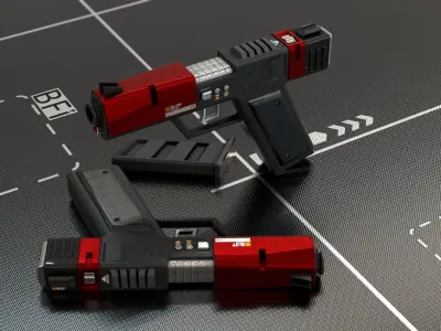 Sci Fi Gun Pistol Low-poly 3D model