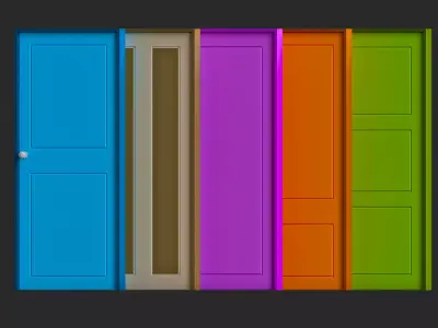 low poly doors 3d model pack for game Low-poly 3D model