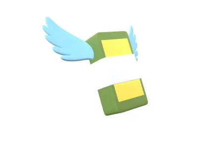 Cartoon Money With Wing V1 006 Low-poly 3D model