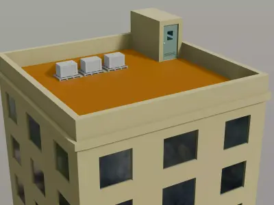 Low Poly Modern City Office Building Low-poly 3D model