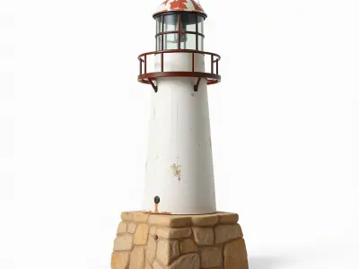 Chipped Lighthouse Sculpture model pack Low-poly 3D model