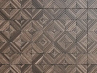 Geometric Triangle Inlay Dark Wood Parquet PBR Seamless Texture