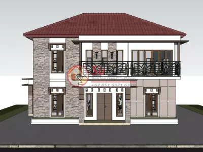 House 12x12m code 531 - Sketchup 3D model 3D model 3D model