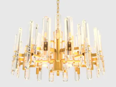 12 Flames Circle Cut Crystal Modern Minimal Chandelier Vray 3D model