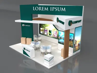 Exhibition Stand Booth Stall 7x5m Height 500cm 3 Side Open 3D model