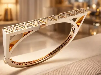 Geometric Closed Bangle Bracelet 3D print model