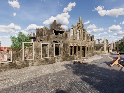 Ruined City WW2 1945 3D model