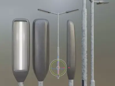 Street Light 3 Galvanized F2 M1 K0 3000 mm  Low-poly 3D model