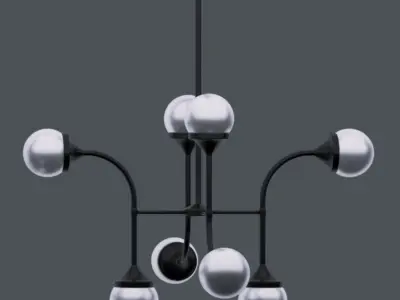 modern metal chandelier in 4 Free 3D model