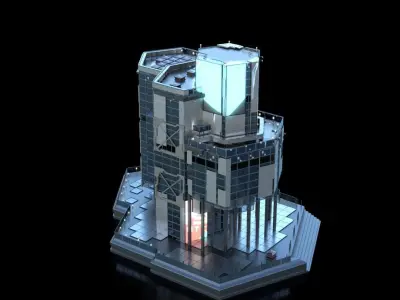 Futuristic Future Modern City Building Skyscraper 13 3D model