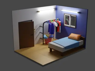 OLD Room isometric Low-poly 3D model