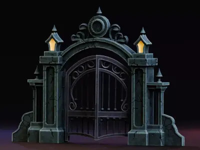 Stylized Halloween Props - Haunted Gate Low-poly 3D model