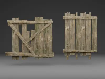 Old Wooden Fence - realistic low poly  Low-poly 3D model