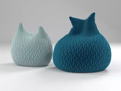 Slumber two knitted cat shaped vases 3D model