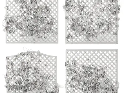 Wooden lattice fence pattern 3D model