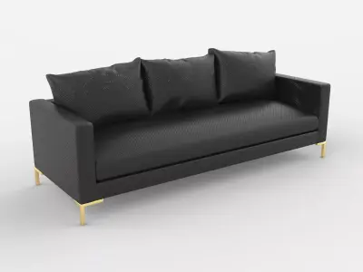 Modern Minimalist Couch with Gold Legs - 3D Model 3D model
