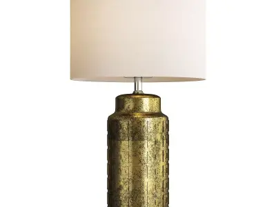 Ruby Ceramic Gold Finish Linen Shade Table Lamp Low-poly 3D model