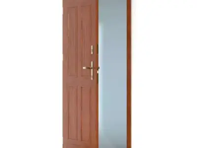 Wooden Door Brass Handle 3D model