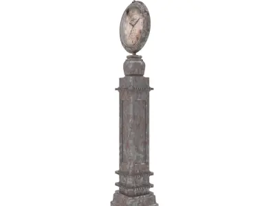 Clock Old on Column 3D model