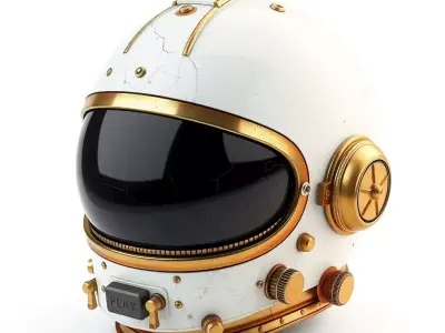 Retro SciFi Astronaut Helmet Low-poly 3D model