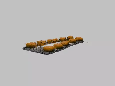 cobbled street section 2 Low-poly 3D model