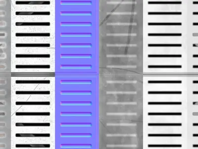 Square Tile Metal Grate Seamless PBR Material Texture