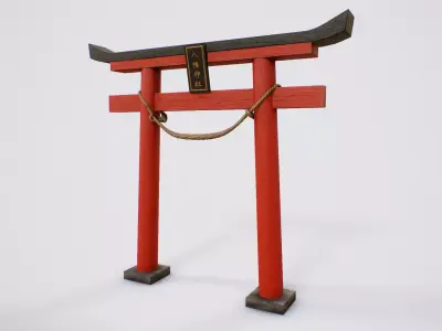 Japanese Hachiman Torii Gate - 5 Variants Low-poly 3D model