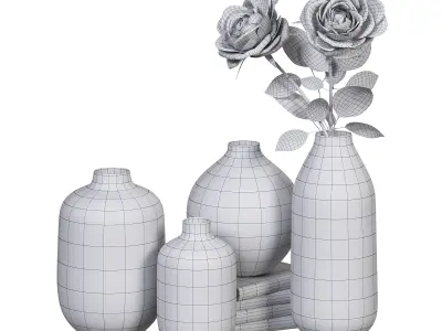Modern narrow clear glass vase 3D model