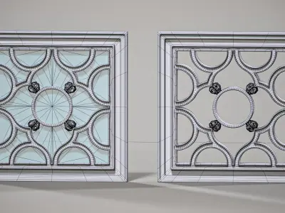 Highpoly Square Gothic Window Type4 3D model