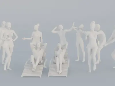 10X Beach People Realistic Scans Figures Crowds 3D print model