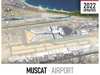Muscat Airport Low-poly 3D model