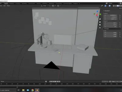 Desktop desk with laptop and lamp 3D model