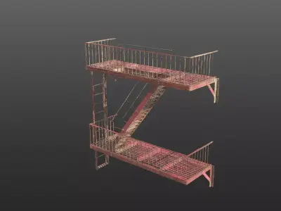 Fire Escape PBR 3d model - Game Ready Low-poly 3D model