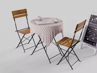 Street cafe objects Low-poly 3D model