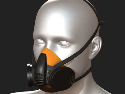 Gas mask protection respirator military combat  Low-poly 3D model