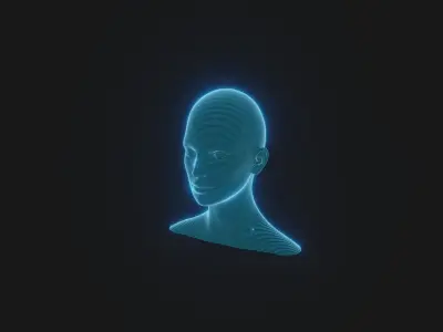 Hologram Male Female Head 3D Model Animated Facial Expressions 3D Model Pack