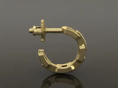 Earring Hoop Hermes Style Link Open Back 7mm Inside Huggie Size 3D print model