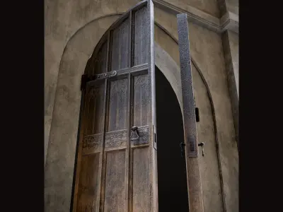 Five Medieval Doors with Arches 3D Model Pack