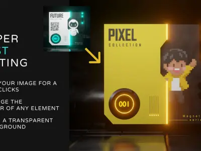 3D Blender template NFT Future card 3D model