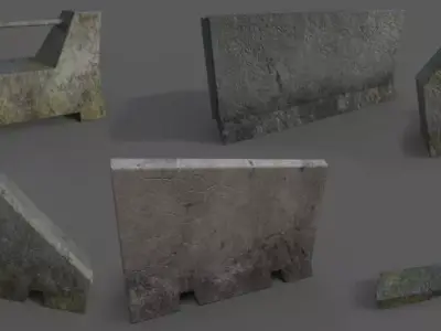 Concrete Barrier Collection Low-poly 3D model