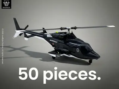 Airwolf Bell 222 Custom Helicopter 3D Print Model 3D model