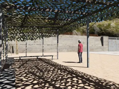 canopy with camouflage net Low-poly 3D model