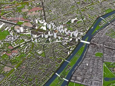 Paris City Full 3d Model Low-poly 3D model